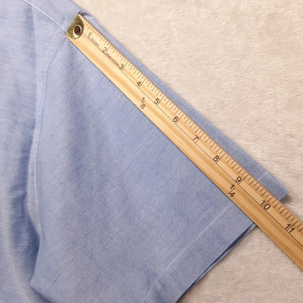 Brooks Brothers 346 Mens Duo Tone Short Sleeve Button Shirt Sz.Large/Light Blue - Picture 8 of 8